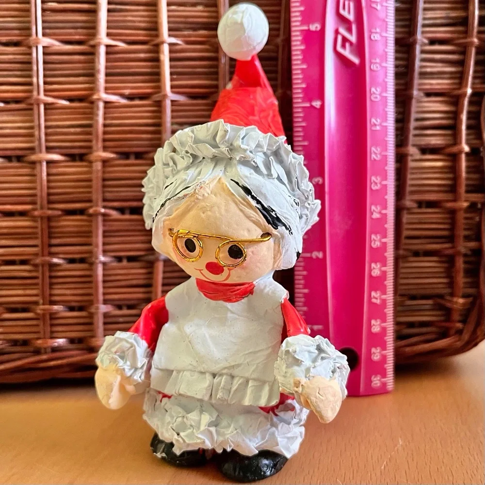 Vintage Mrs Claus Paper Mache Figurine Christmas